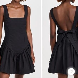 Tuckernuck O.P.T. NEW Black Savvas Drop Waist Bow Preppy Mini Dress Size M